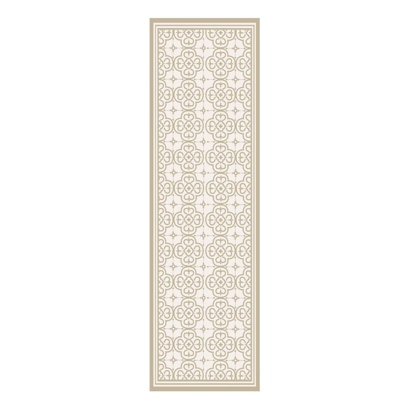 DAVANTI - Alfombra Pasillo Vinílica Flor Árabe Arena 70 X 230 Cm