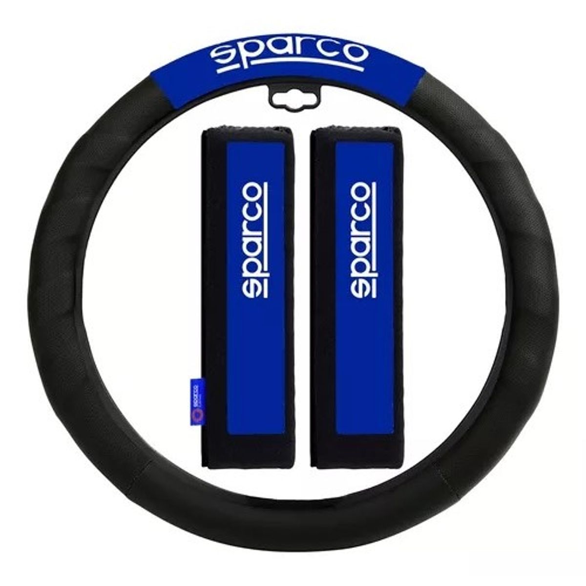 SPARCO - Cubre Volante + Cubre Cinturon Auto  Azul Universal spc1111bl