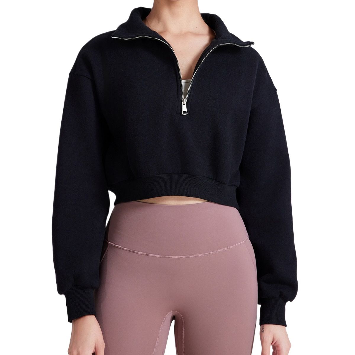 TIOZONEY - Suéter suelto de media cremallera - Negro