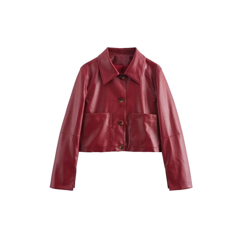 TIOZONEY - Chaqueta de manga larga de cuero para mujeres