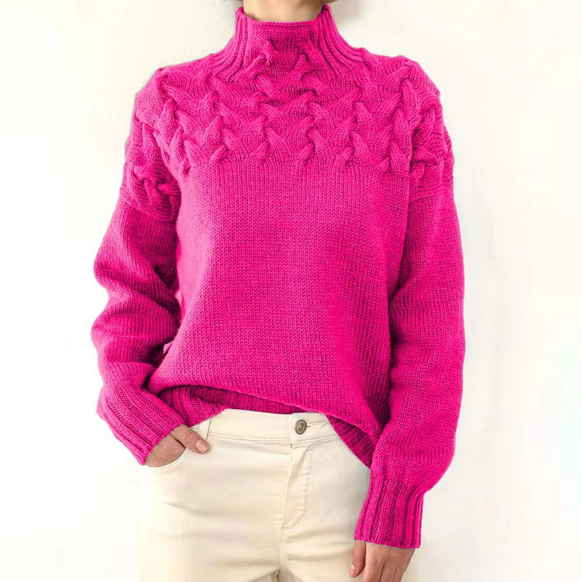TIOZONEY - Sweater Cuello de Cuello Alto Mujer