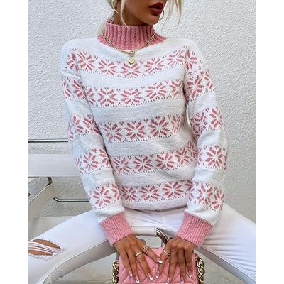 Imagen 2 del producto Sweater Cuello Alto con diseño para mujer - Rosado