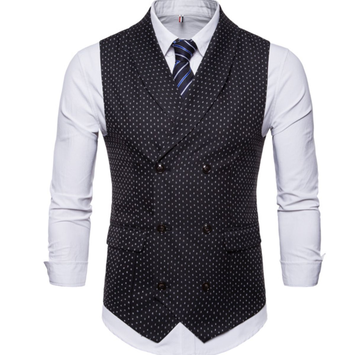 TIOZONEY - Traje Chaleco para Hombre-Negro