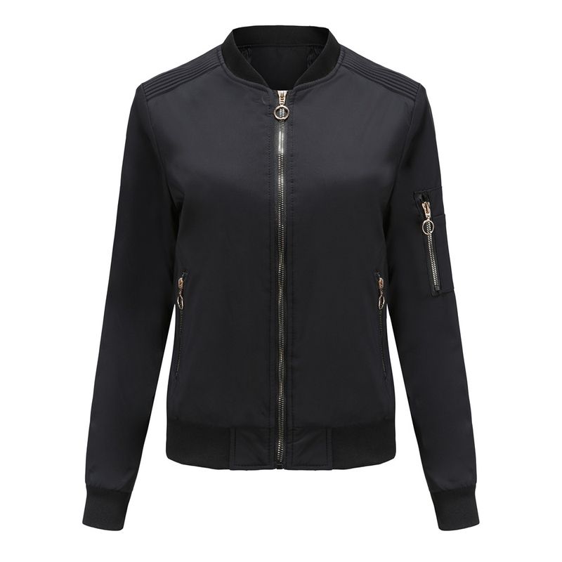 TIOZONEY - Chaqueta Mujer Casual Delgada con cierre - Negro