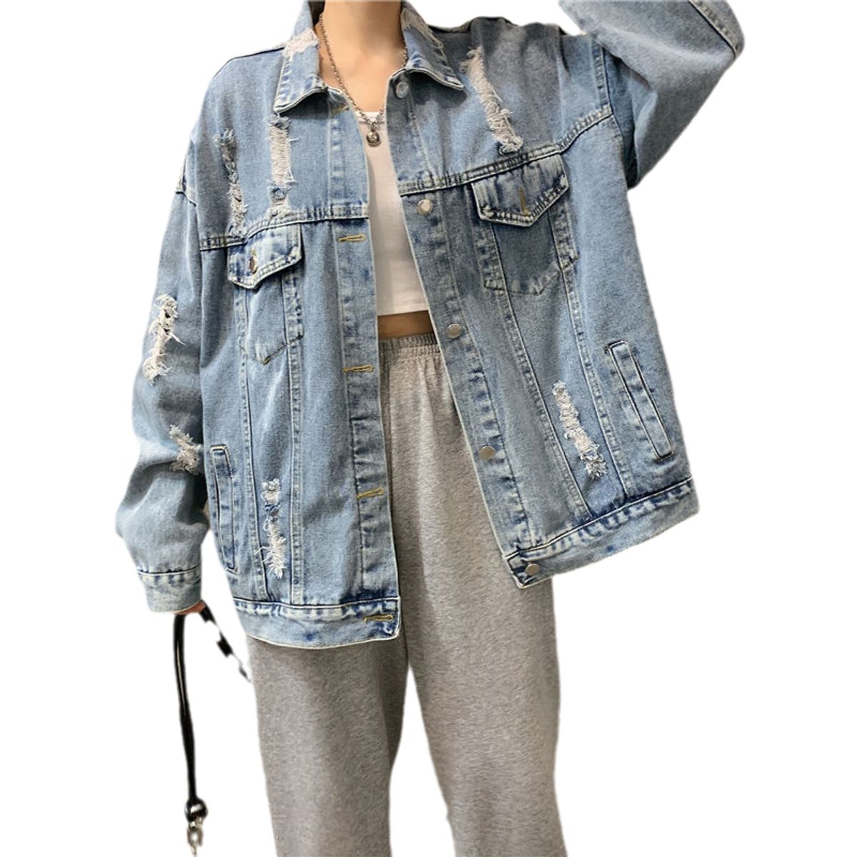 TIOZONEY - Chaqueta Jeans Mujer