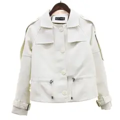 TIOZONEY - Chaqueta de PU para adelgazar - Blanco