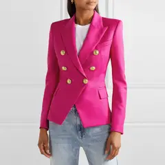 TIOZONEY - Blazer para Mujer - Rojo