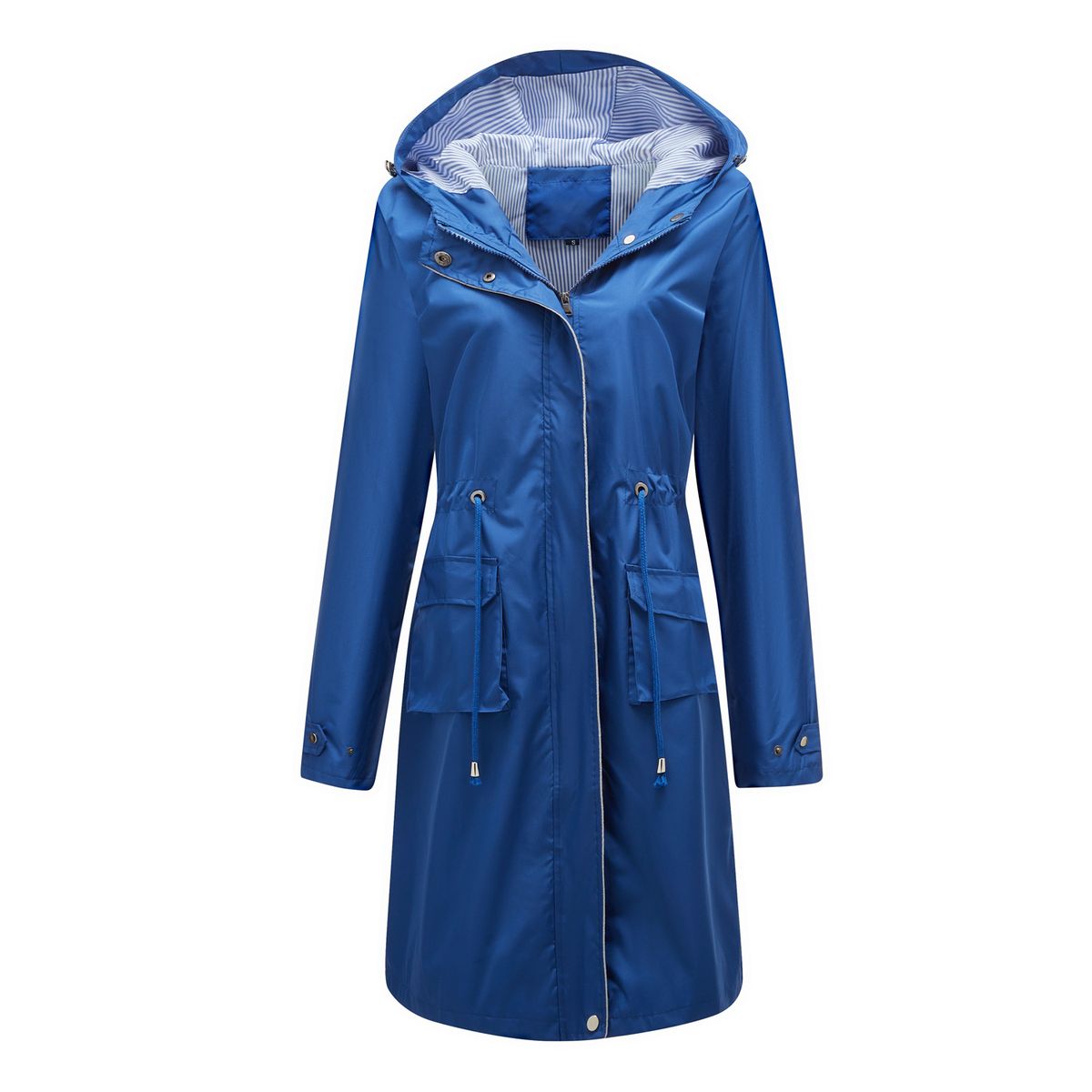 TIOZONEY - Cortavientos impermeable con gorro para mujer - Azul