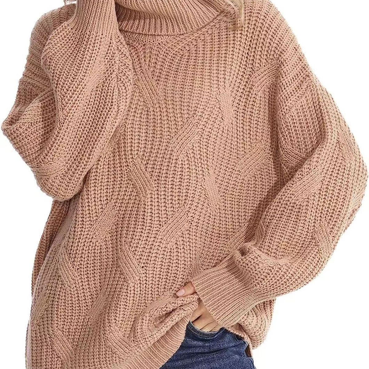TIOZONEY - Sweater Cuello de Cuello Alto Mujer