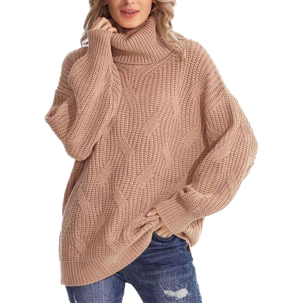 TIOZONEY - Sweater Cuello de Cuello Alto Mujer