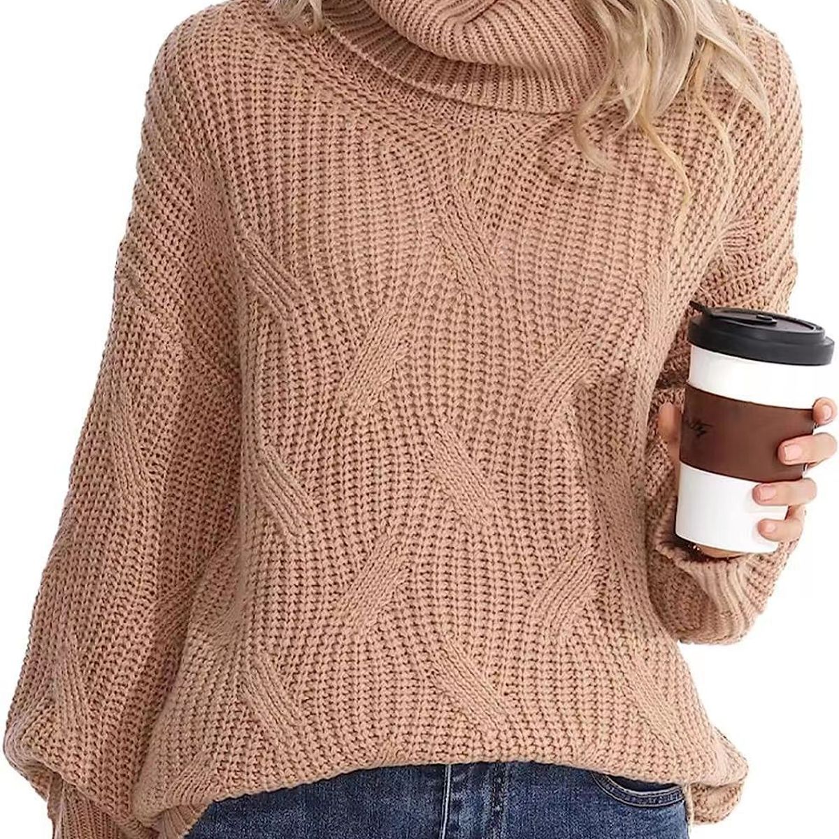 TIOZONEY - Sweater Cuello de Cuello Alto Mujer