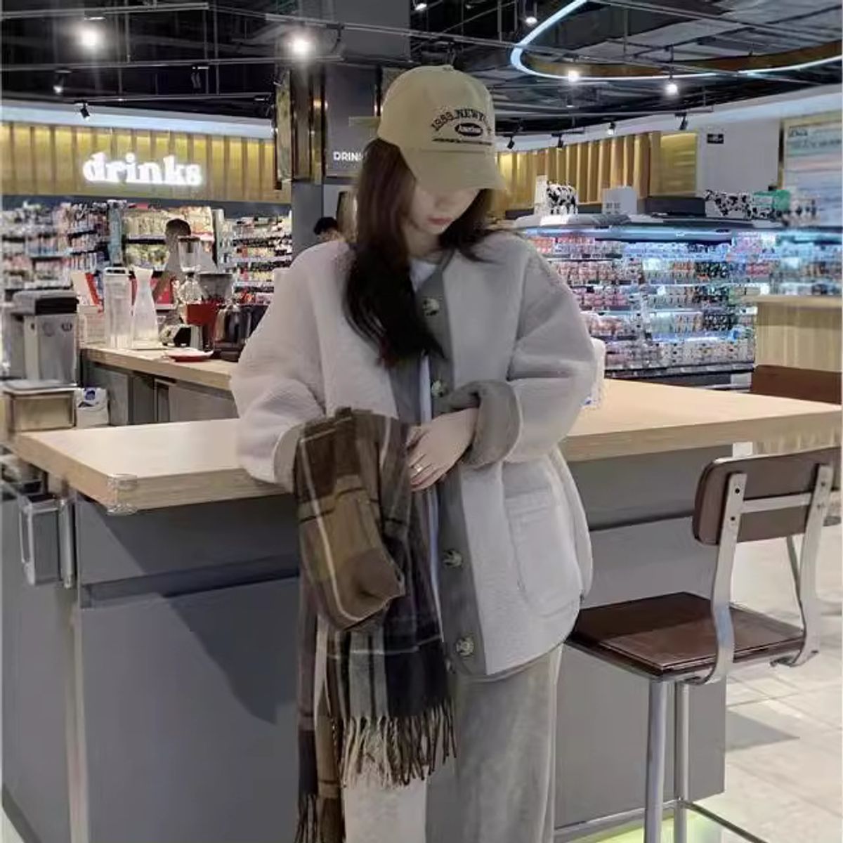 TIOZONEY - Chaqueta de manga larga para mujer - Gris