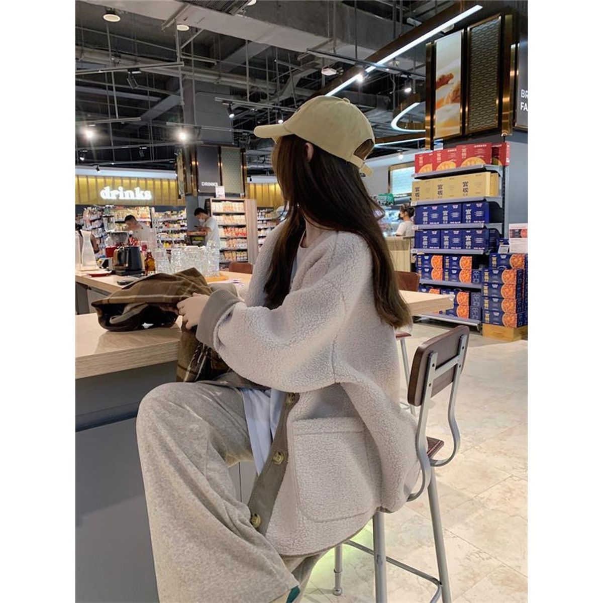 TIOZONEY - Chaqueta de manga larga para mujer - Gris