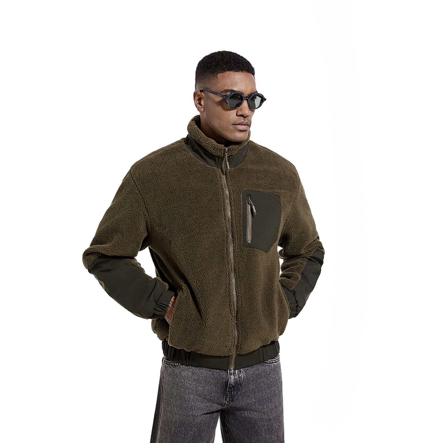 TIOZONEY Chaqueta con cuello para hombre Verde