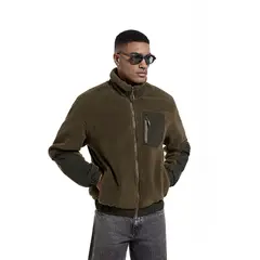 TIOZONEY - Chaqueta con cuello para hombre - Verde