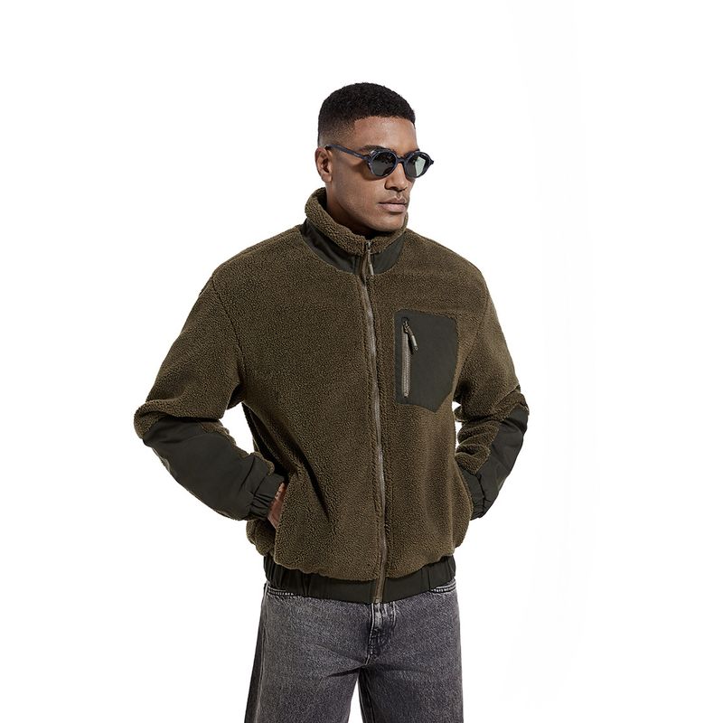 TIOZONEY - Chaqueta con cuello para hombre - Verde