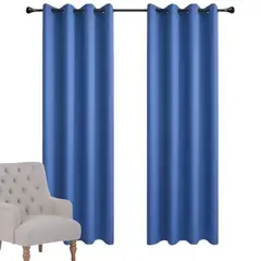GENERICO - Cortina Blackout Engomado Térmica Tela Lino 140x220 Colores - Azul