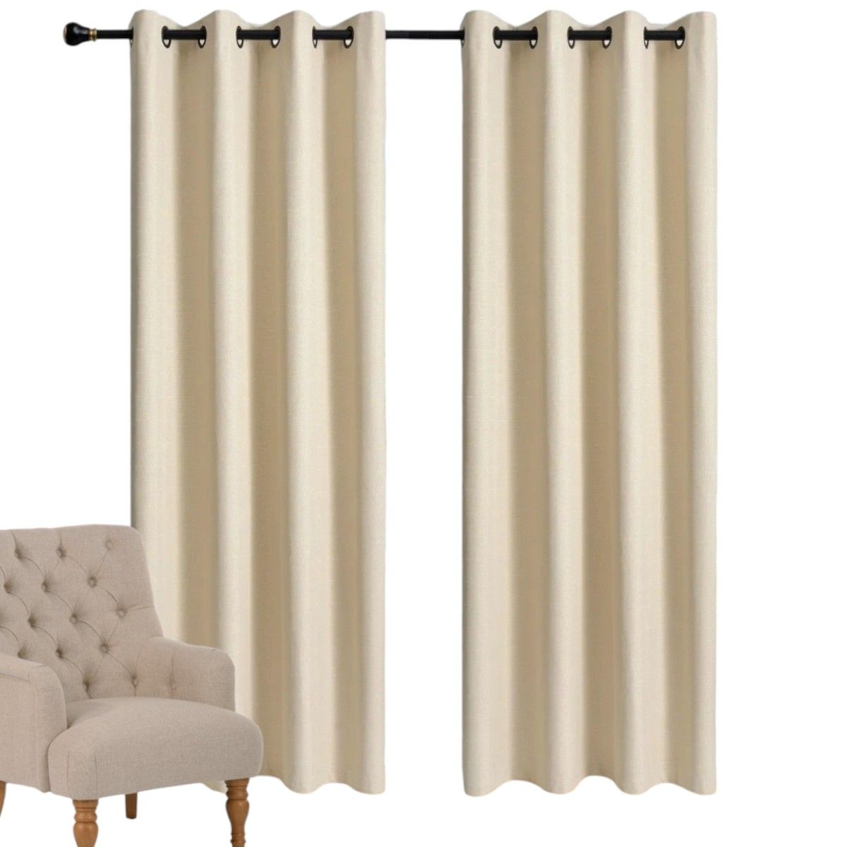 GENERICO - Cortina Blackout Engomado Térmica Tela Lino 140x220 Colores - Crema