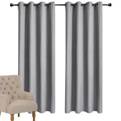 GENERICO - Cortina Blackout Engomado Térmica Tela Lino 140x220 Colores - Gris