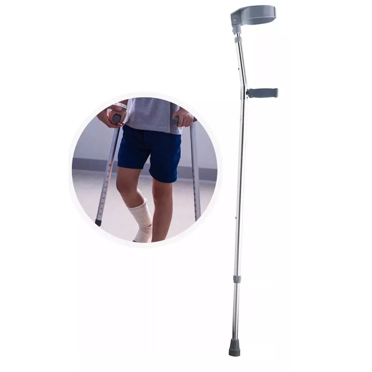 GENERICO - Baston Ortopedico Codera Móvil Muleta Canadiense Plateado