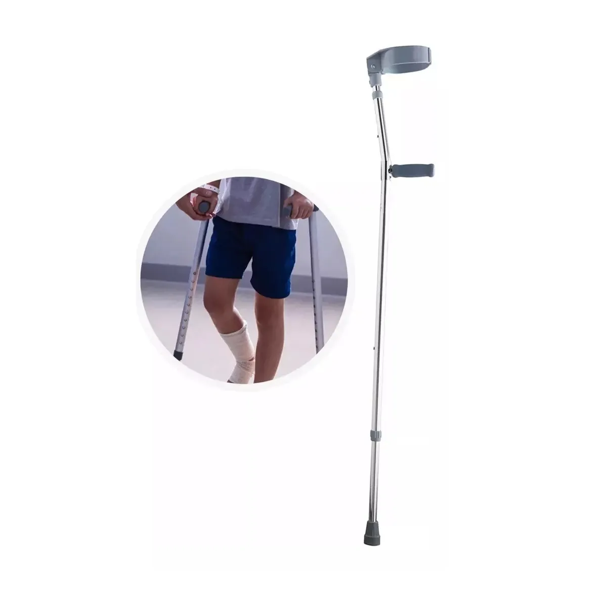 GENERICO - Baston Ortopedico Codera Móvil Muleta Canadiense Plateado