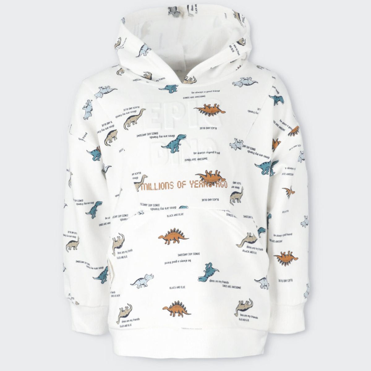 BLACK AND BLUE - Polerón niño con dinosaurios blanco Black and Blue