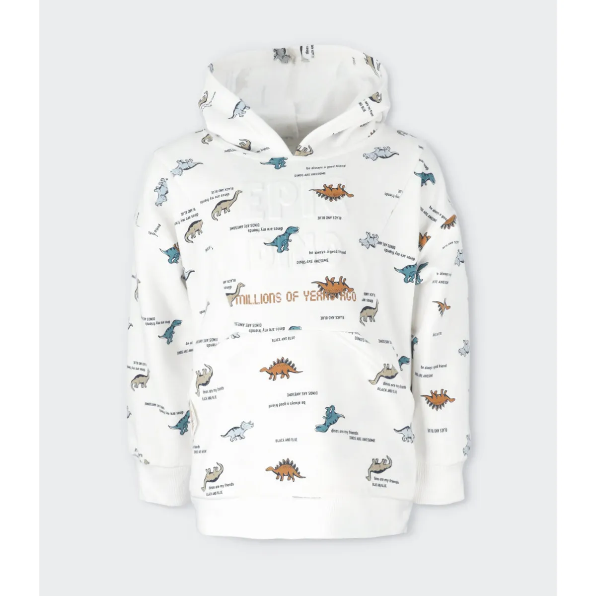 BLACK AND BLUE - Polerón niño con dinosaurios blanco Black and Blue