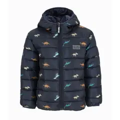BLACK AND BLUE - Parka niño con dinosaurios azul marino
