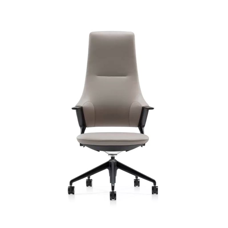 GENERICO - Sillón Gerencial Altezza Gris Claro Respaldo Alto En Cuero Ofix