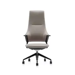 GENERICO - Sillón Gerencial Altezza Gris Claro Respaldo Alto En Cuero Ofix
