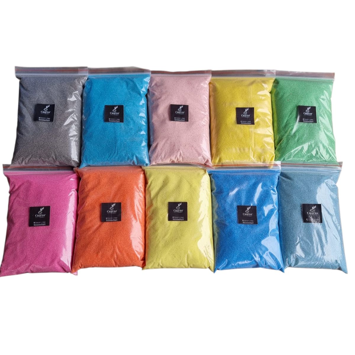 GENERICO - Pack Arena De Cuarzo 10 Colores. 500gr c/u.