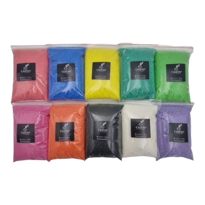 GENERICO - Pack Arena De Cuarzo 10 Colores. 500gr c/u.
