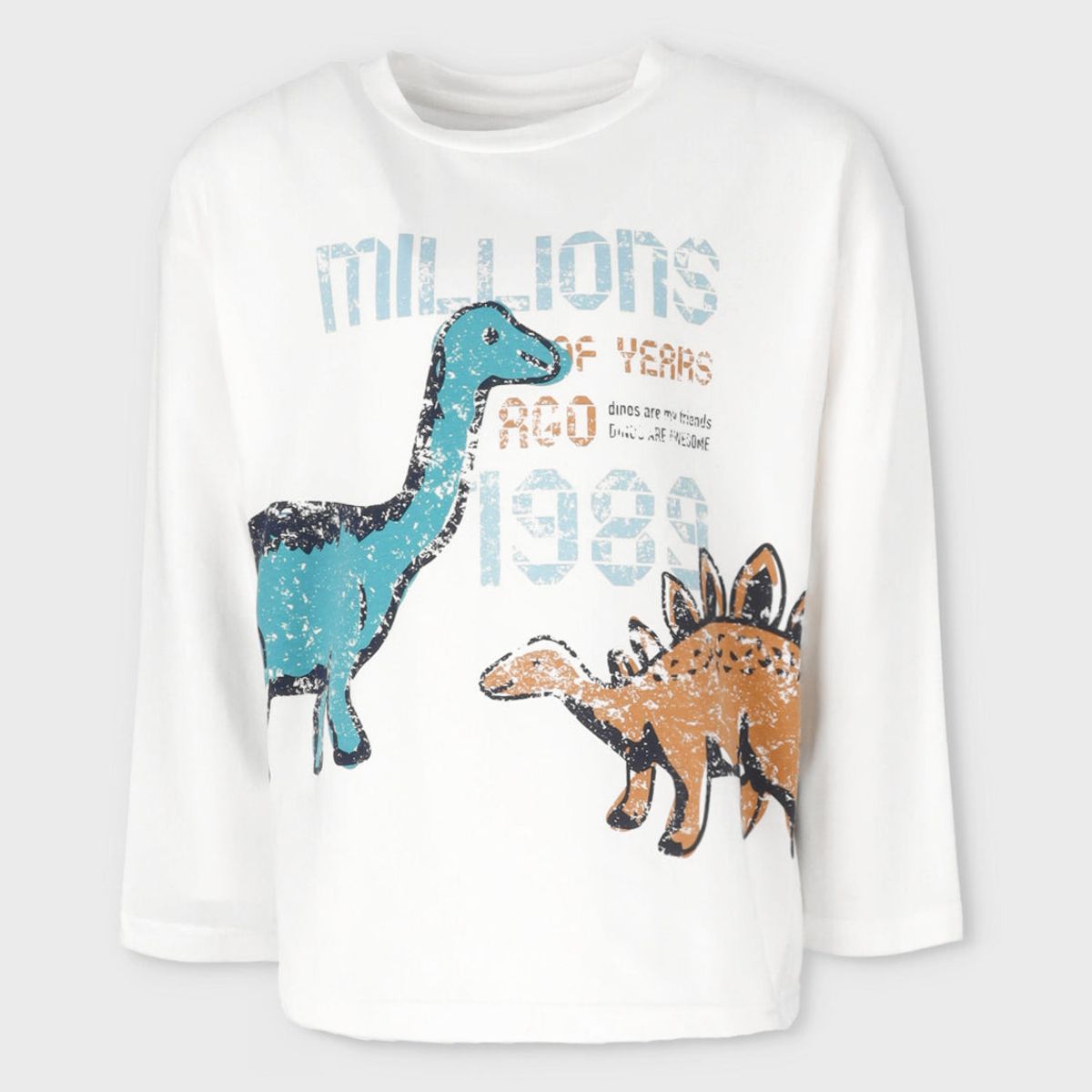 BLACK AND BLUE - Polera niño con dinosaurios blanco Black and Blue