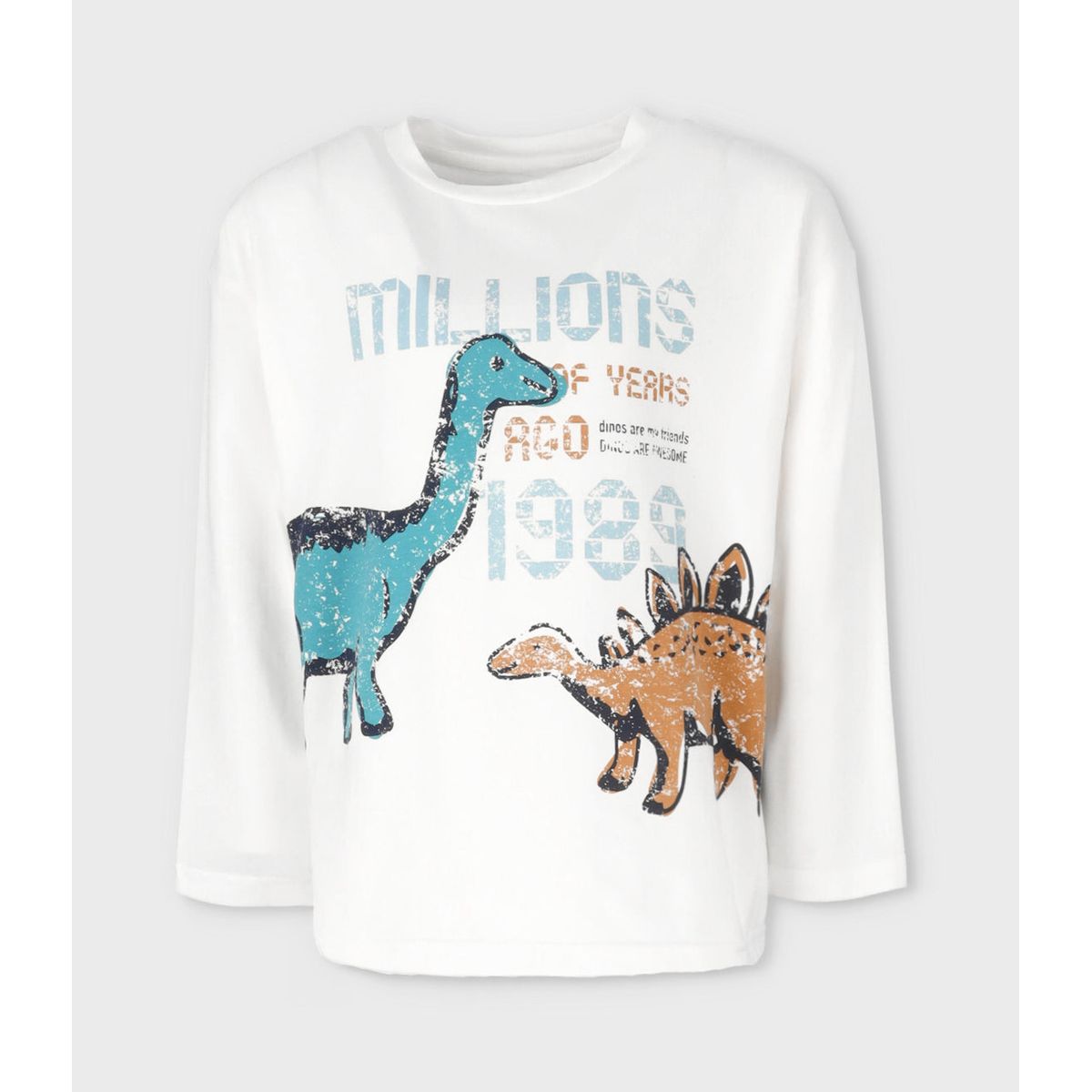 BLACK AND BLUE - Polera niño con dinosaurios blanco Black and Blue