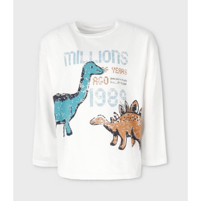 BLACK AND BLUE - Polera niño con dinosaurios blanco Black and Blue