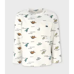 BLACK AND BLUE - Polera niño con dinosaurios blanco