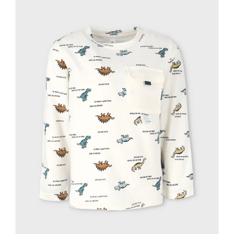 BLACK AND BLUE - Polera niño con dinosaurios blanco Black and Blue