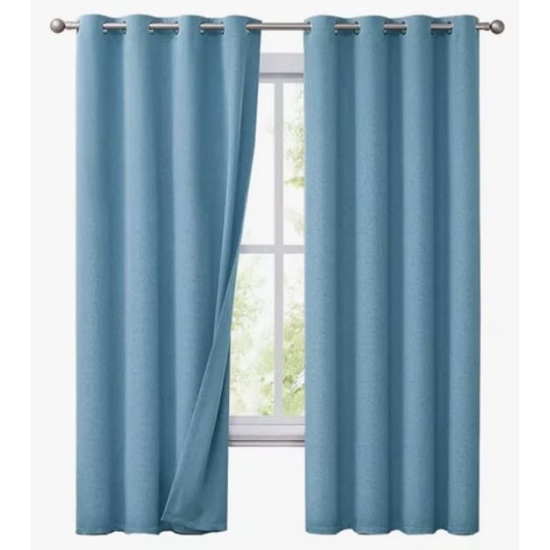 GENERICO - Cortinas Blackout  Textura Lino Color Turquesa