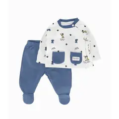 BLACK AND BLUE - Conjunto recién nacido de perritos blanco