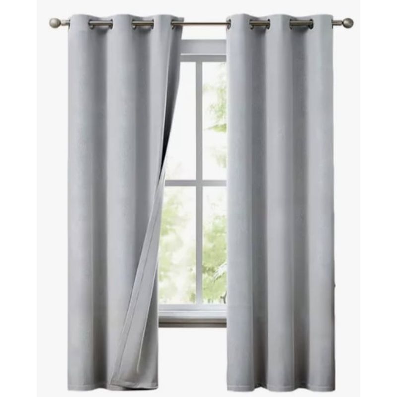 GENERICO - Cortinas Blackout Textura Lino Color Gris
