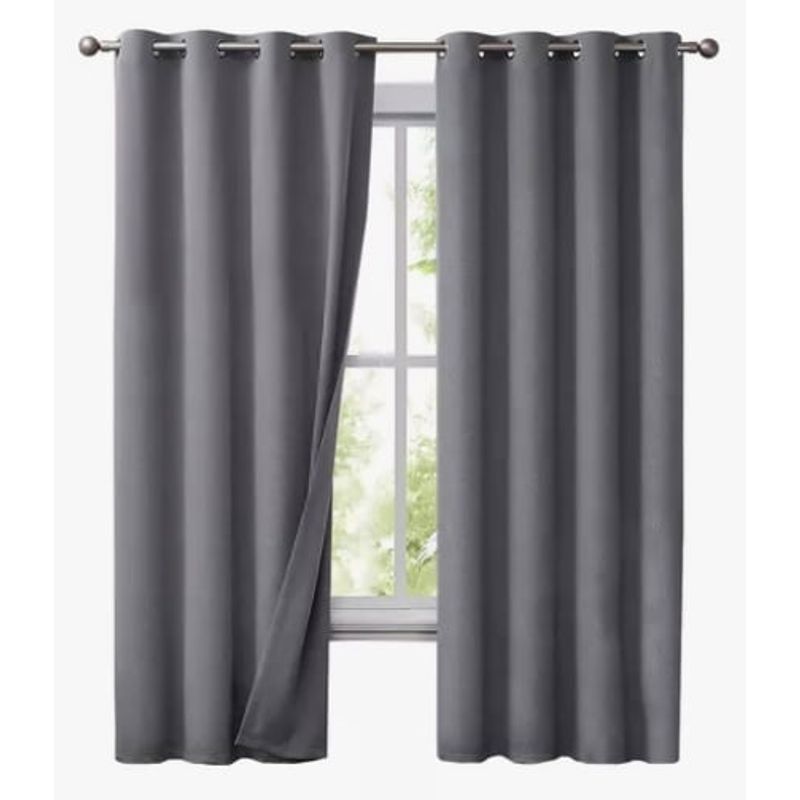 GENERICO - Cortinas Blackout 100%  Textura Lino Gris Oscuro