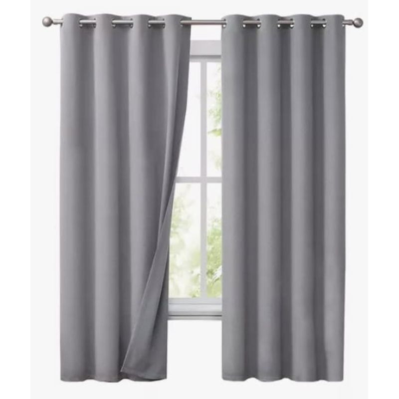 GENERICO - Cortinas Blackout  Textura Lino Doble Faz Gris Claro