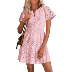 TIOZONEY - Vestido corto de verano - Rosa