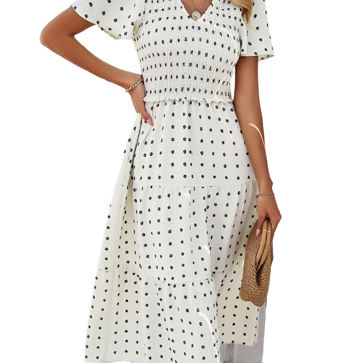 TIOZONEY - Vestido Largo Mujer-Blanco