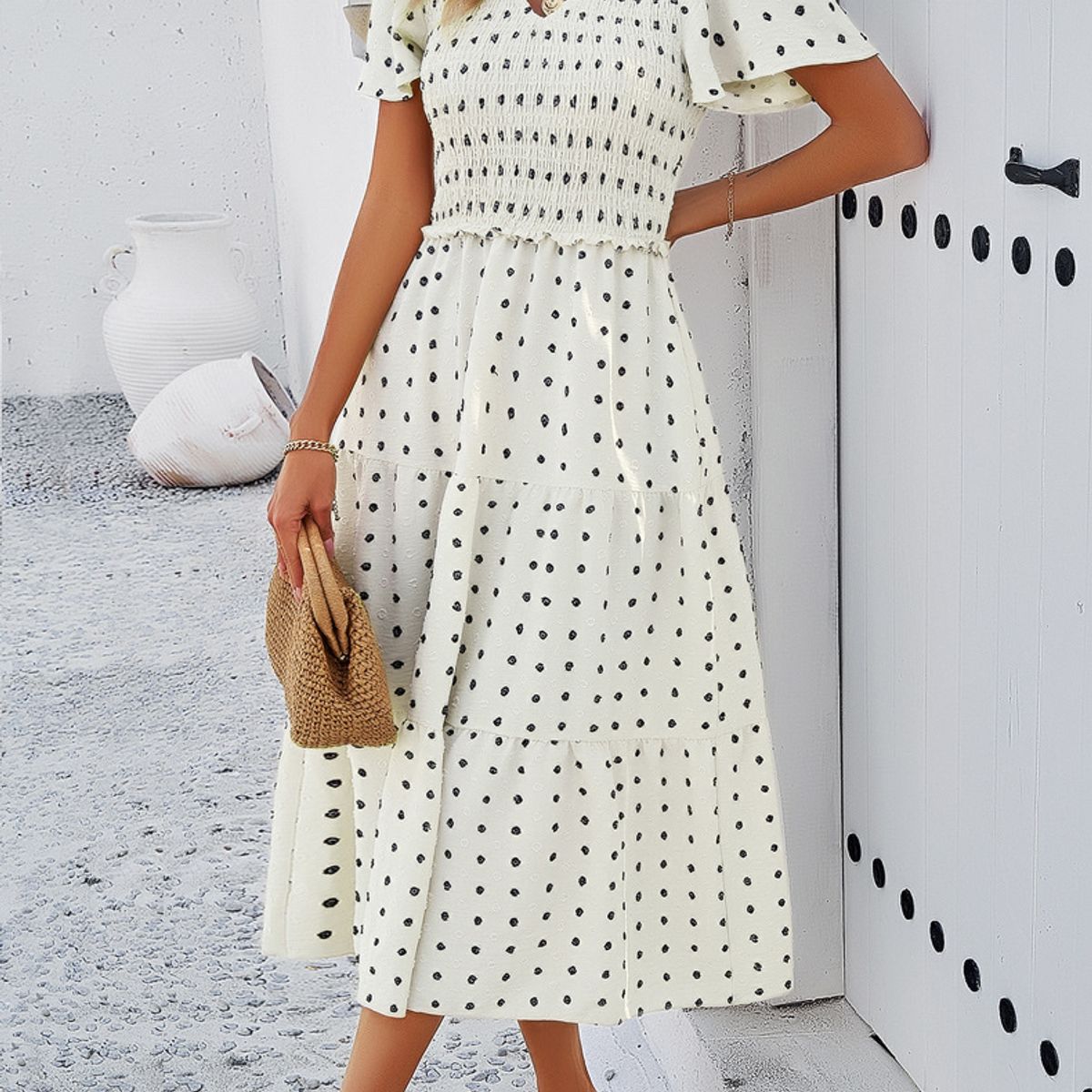 TIOZONEY - Vestido Largo Mujer-Blanco