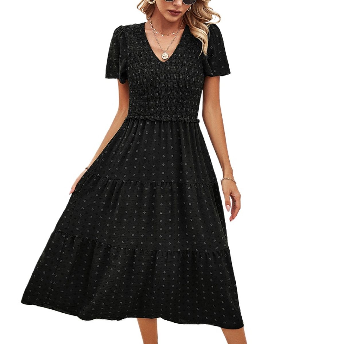 TIOZONEY - Vestido Largo Mujer-Negro