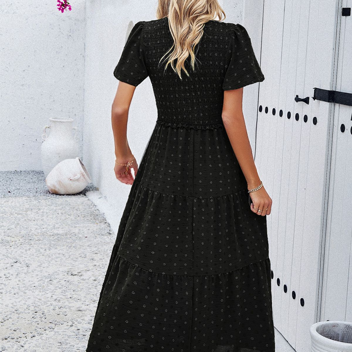 TIOZONEY - Vestido Largo Mujer-Negro