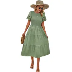 TIOZONEY - Vestido Largo Mujer-Verde