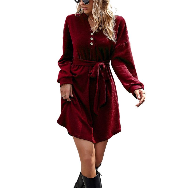 TIOZONEY - Vestido Midi Mujer -Rojo