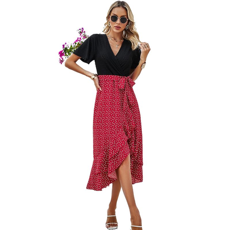 TIOZONEY - Vestido Midi Mujer -Rojo